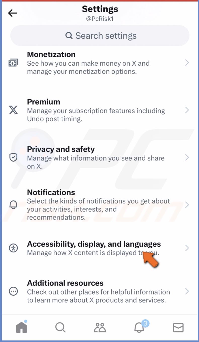 Go to Accessibility, display, and languages