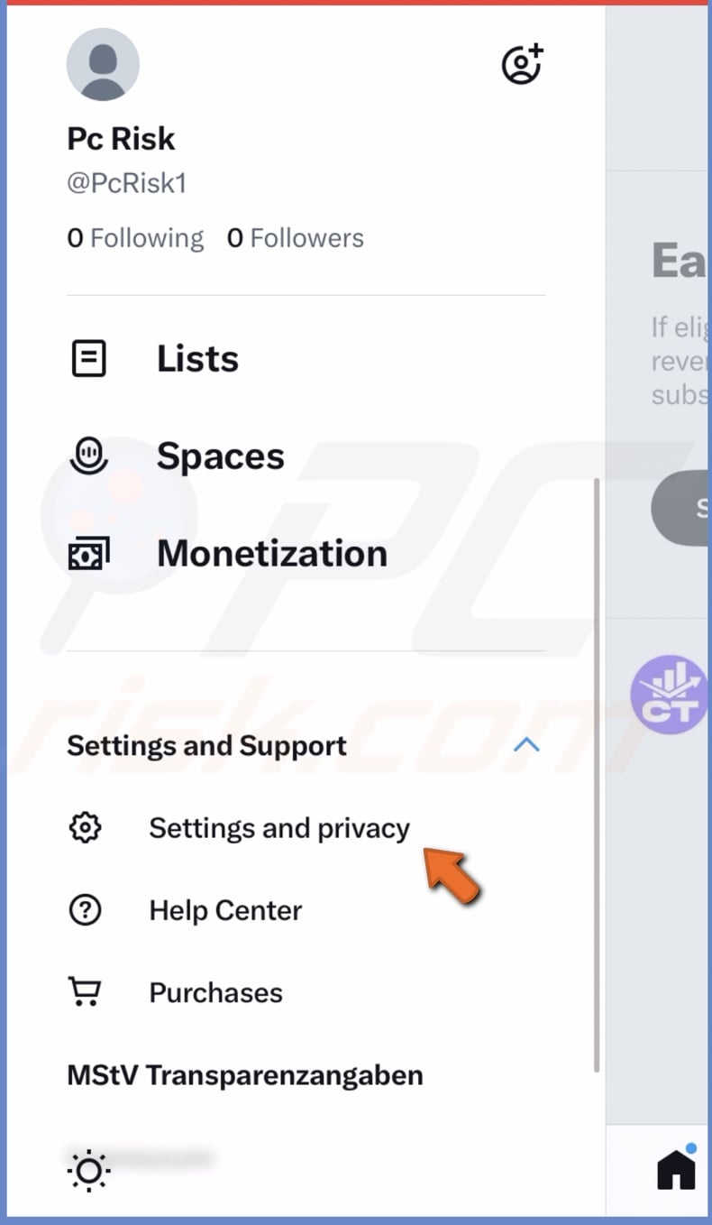 Go to Settings and privacy