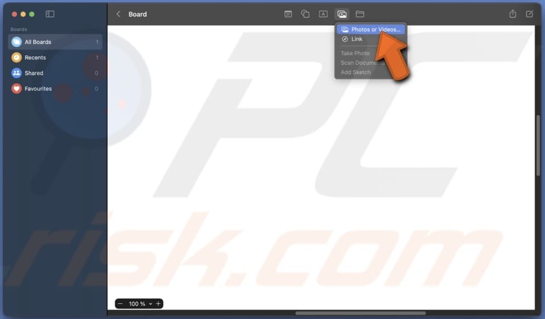 Click on Photos or videos