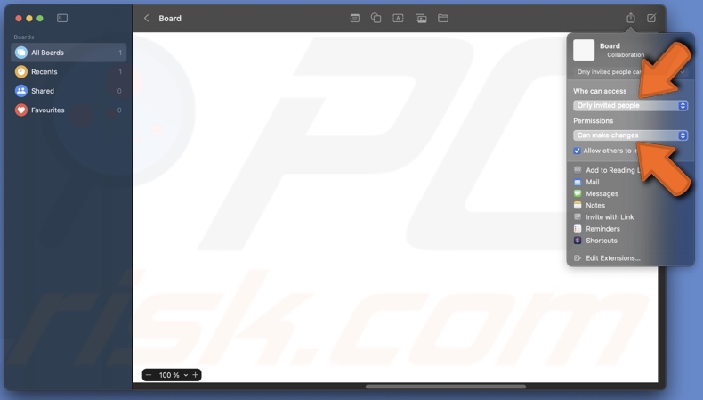 Edit board permissions