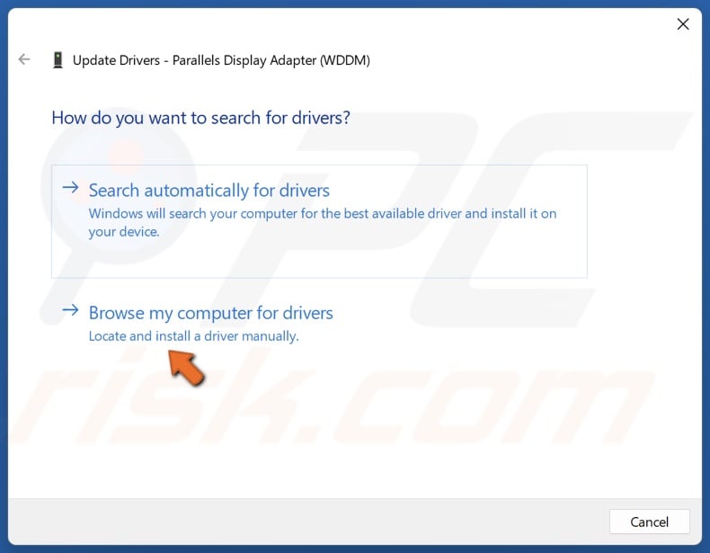 Click Browse my computer for drivers