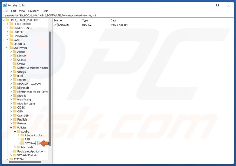 Name the new key CCXNew and save it