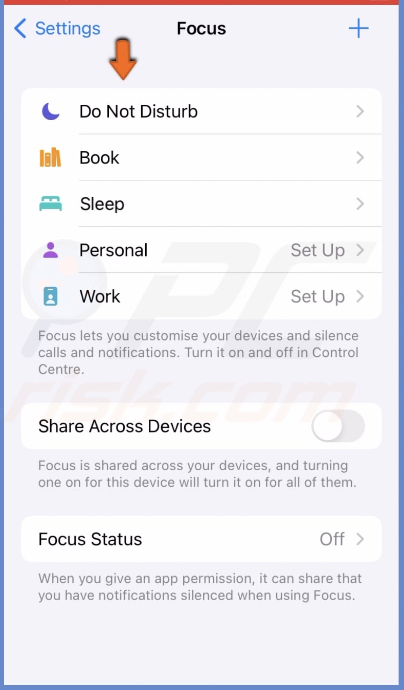 Select the Focus mode