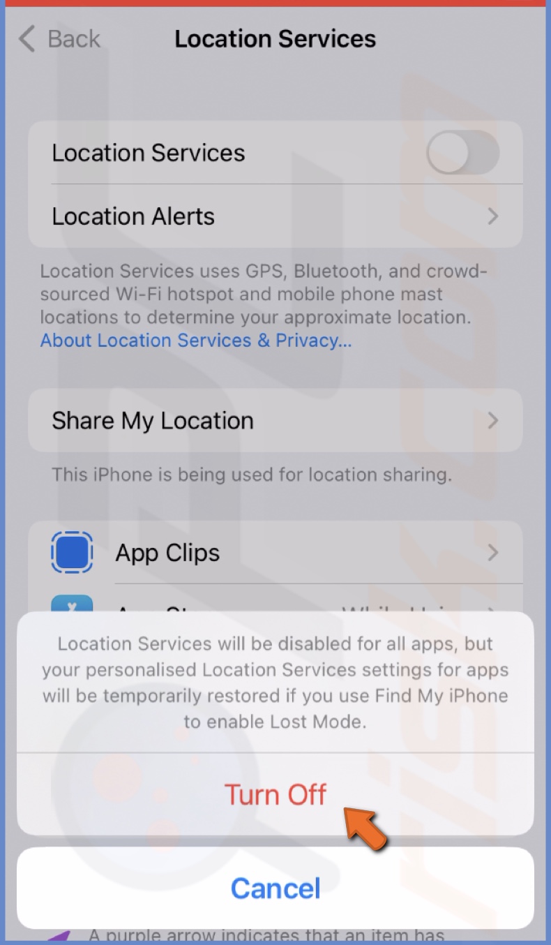 Turn off Location Services