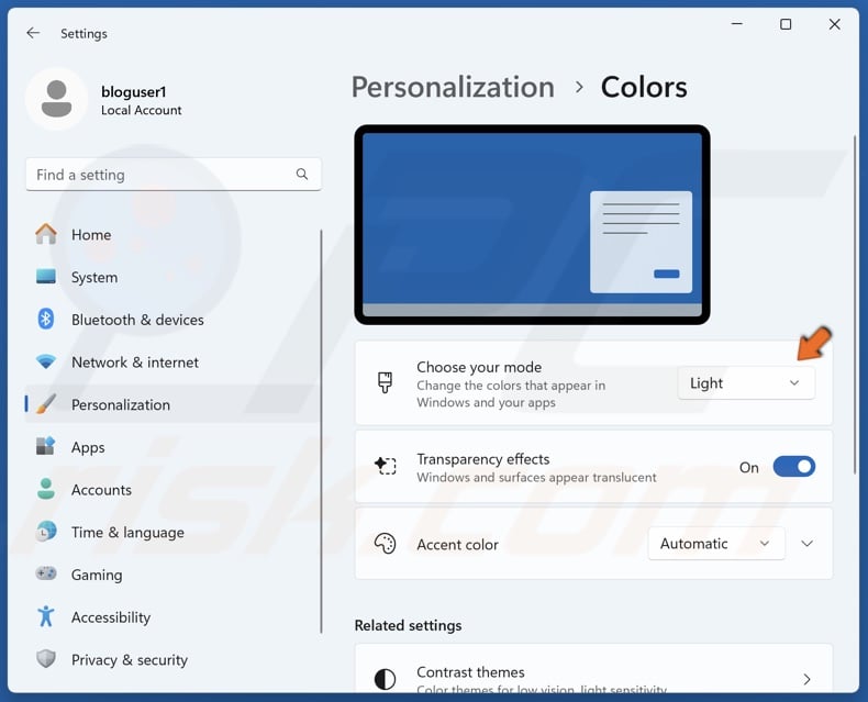 Open the Choose your mode menu