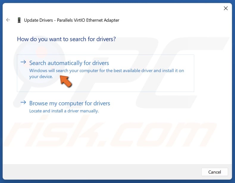Select Search automatically for drivers