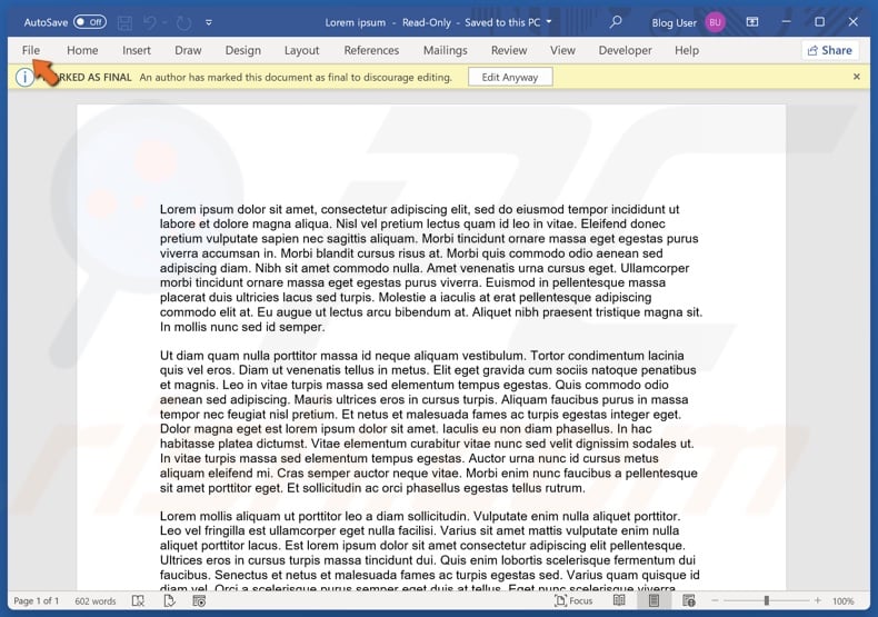 Click File in the menu bar