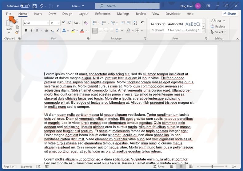 Click File in the menu bar