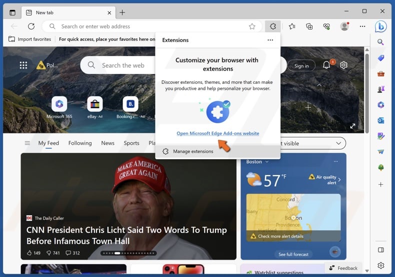 Click Open Microsoft Edge Add-ons website