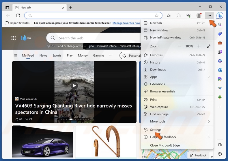 Click the three-dot menu button at the top-right corner and click Settings