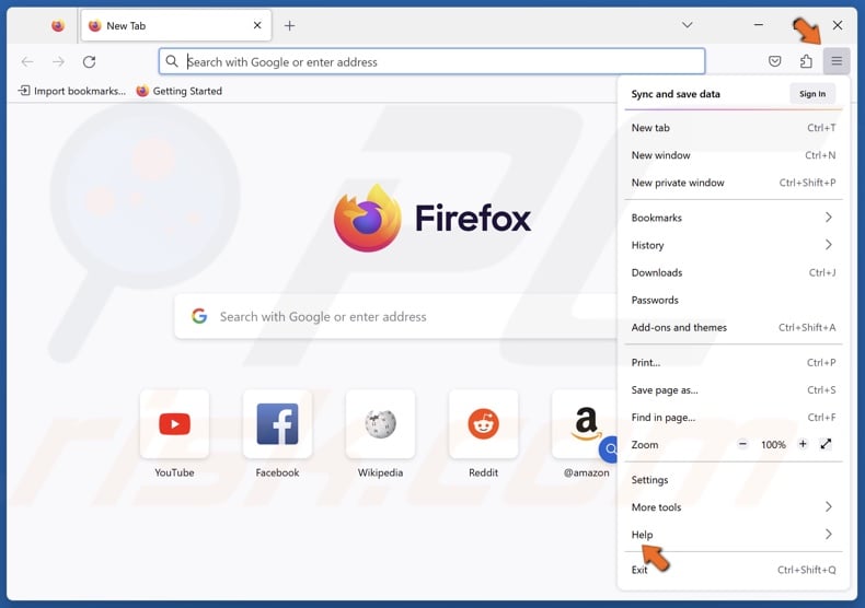 Open the menu at the top-right corner and click Help