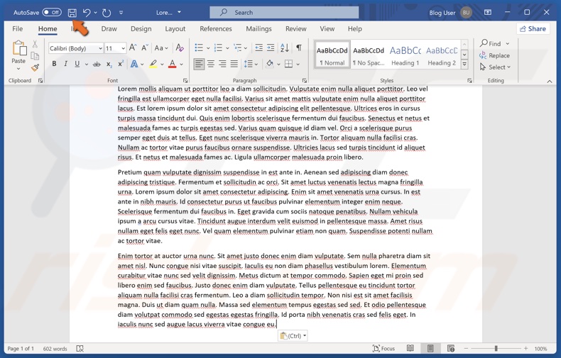 Hold down Ctrl+S or click the Save button