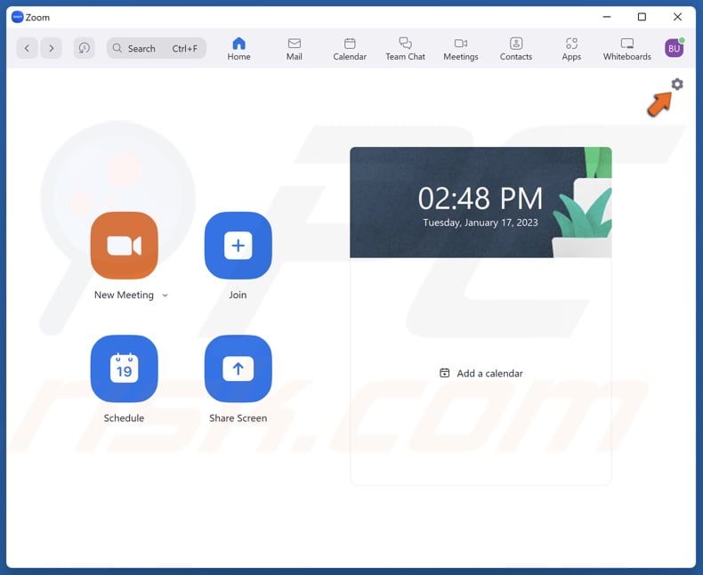 Click the Settings icon in Zoom
