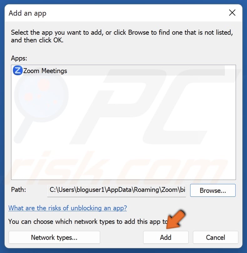 Click Add to add Zoom Meetings
