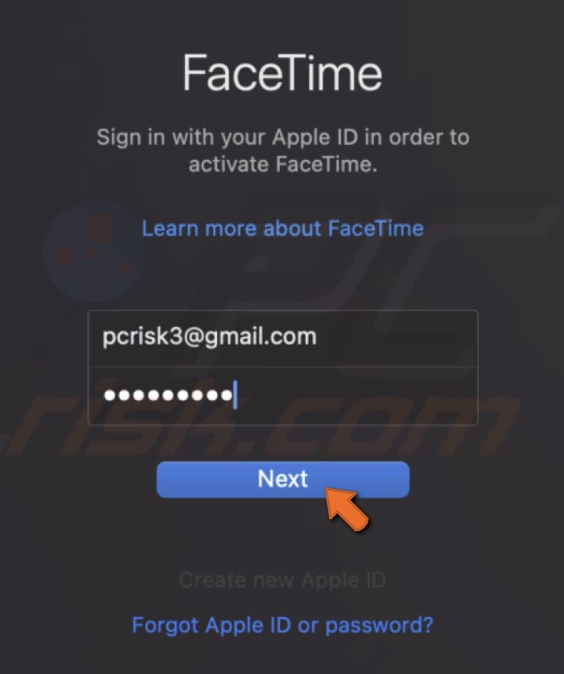 Sign in to FaceTime