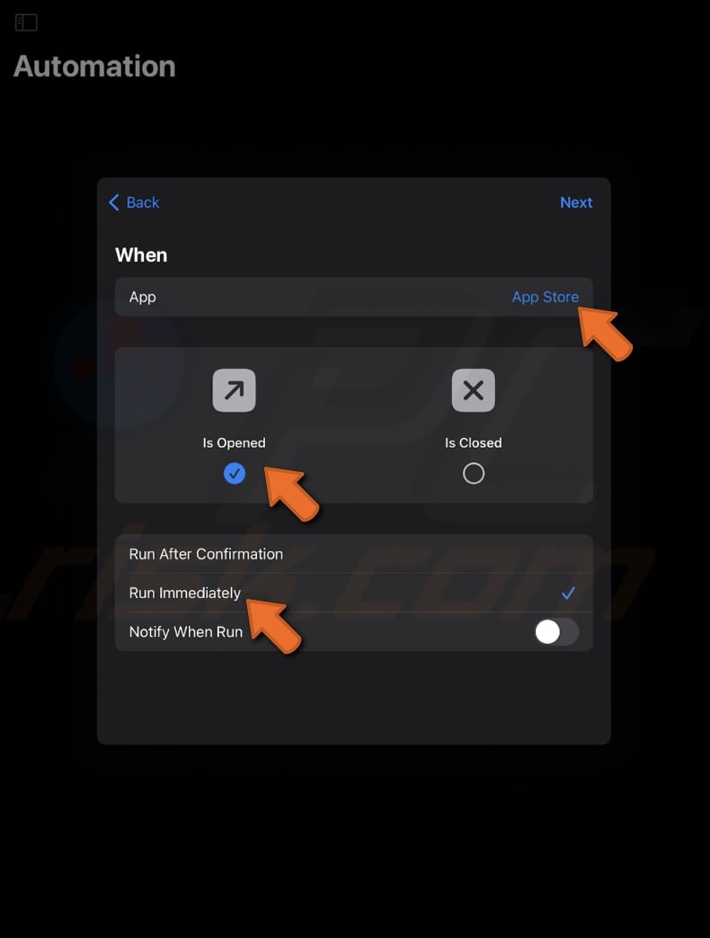 Choose app and change settings