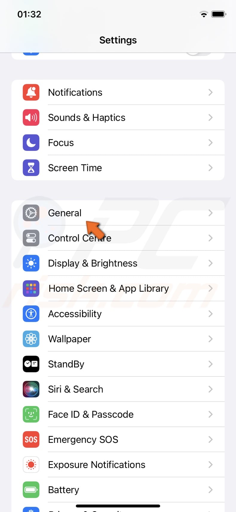 Go to General settings