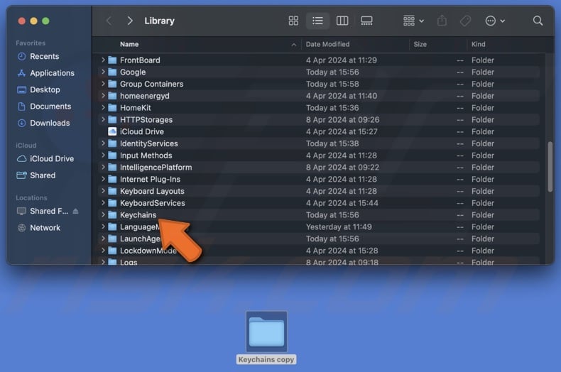 Backup Keychains folder