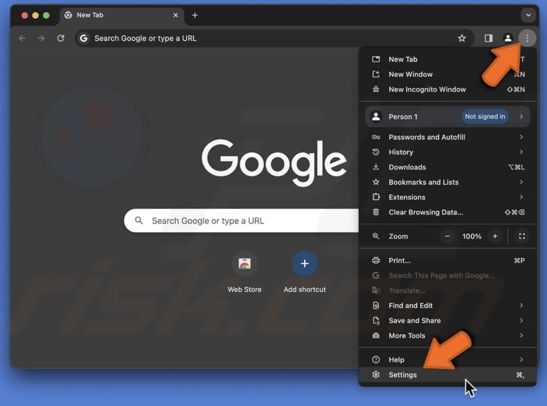 Go to browser settings