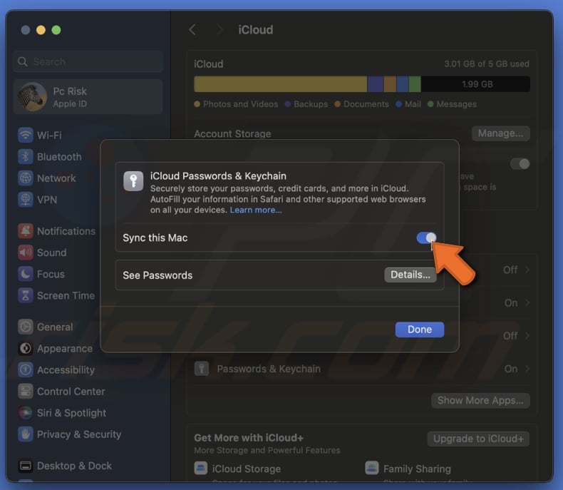Enable Sync this Mac