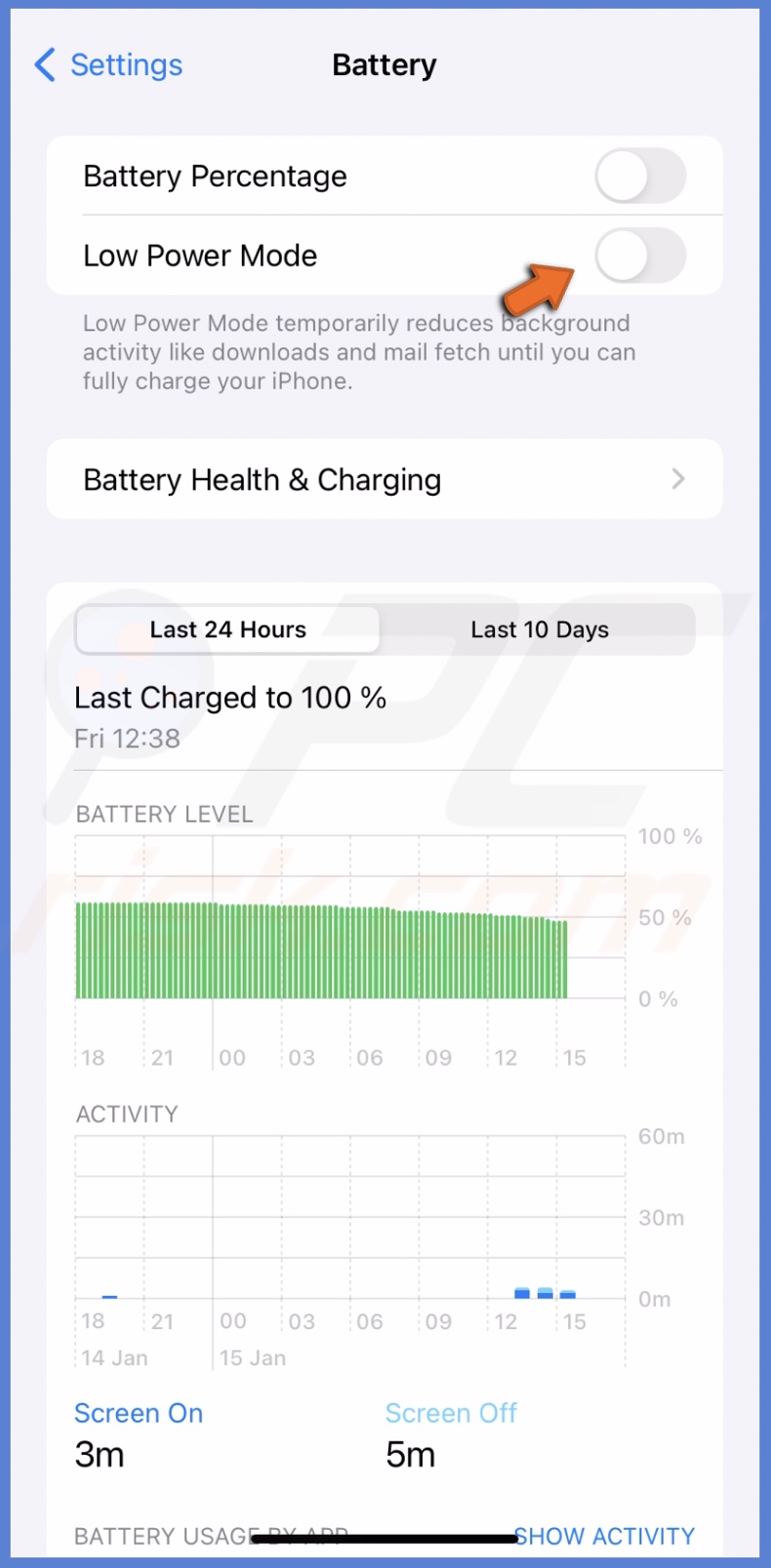 Disable Low Power Mode