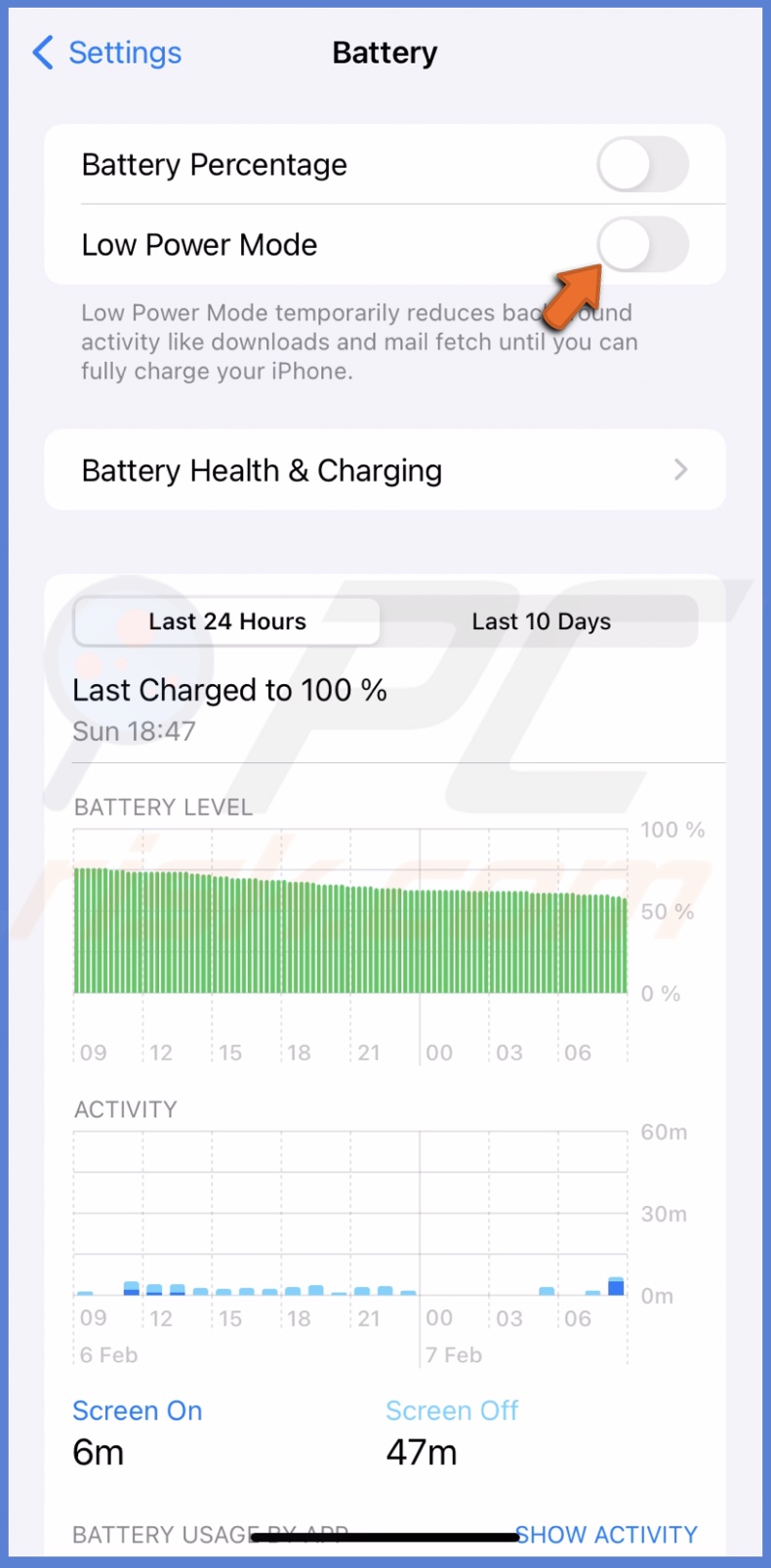 Disable Low Power Mode
