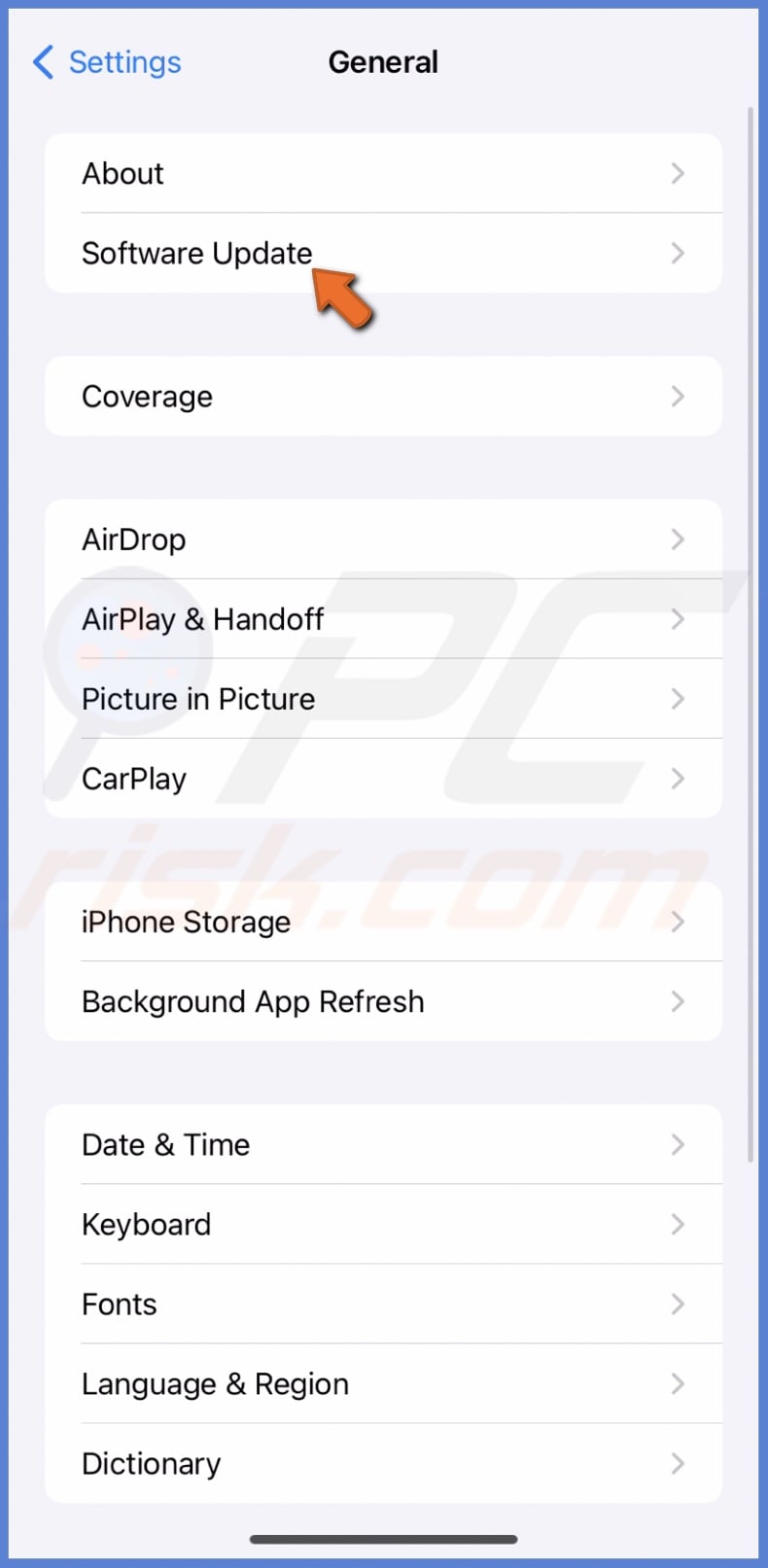Go to Software Update