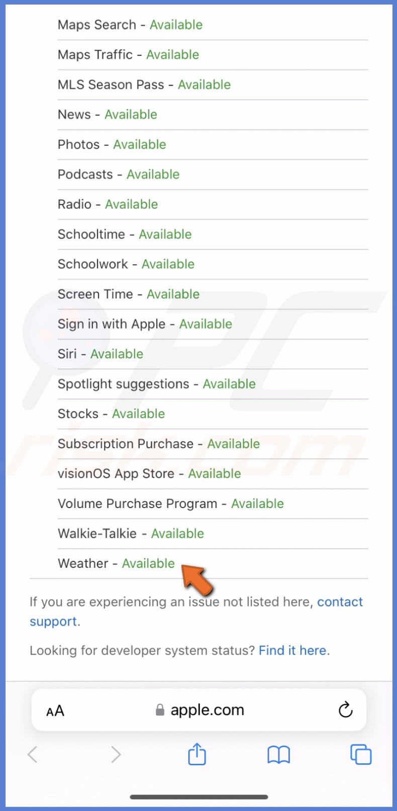 Weather server status