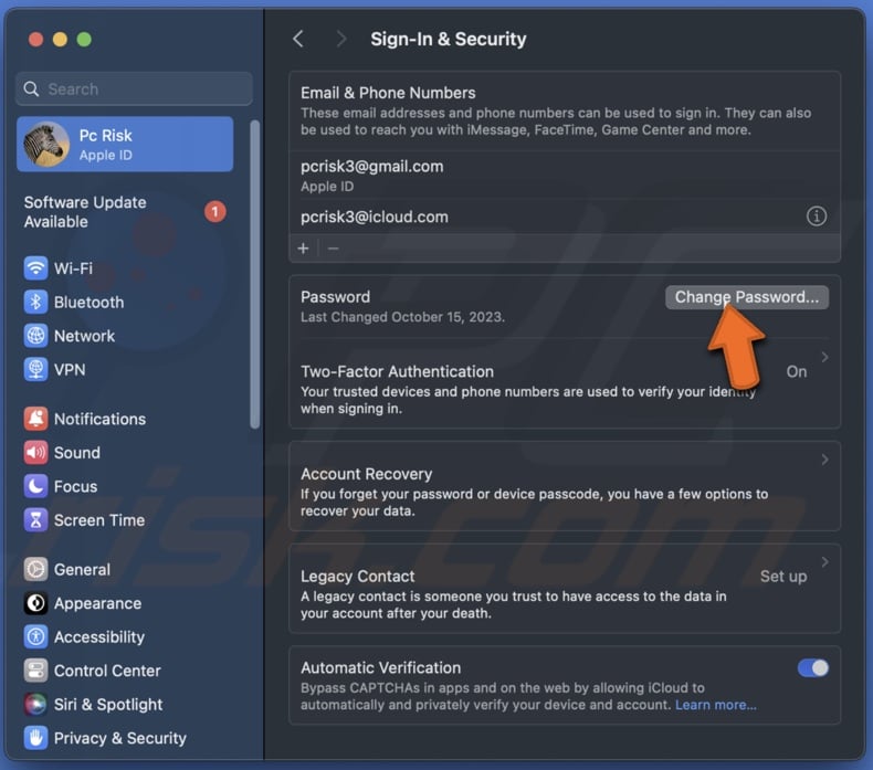 Click Change Password
