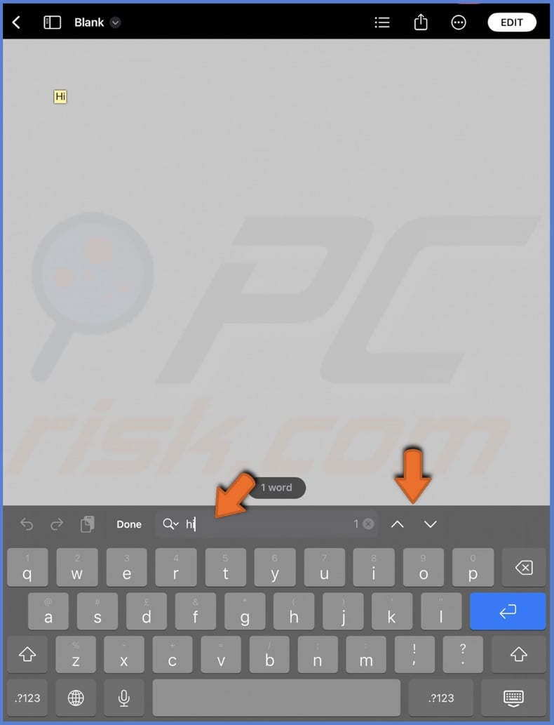 Search words or phrases in Pages