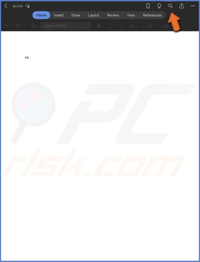 Tap the magnifying glass icon