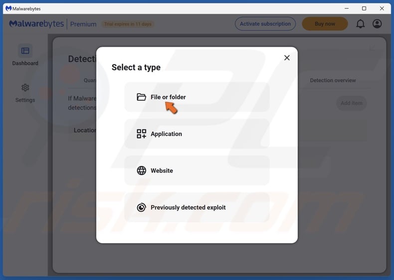 Select File or folder