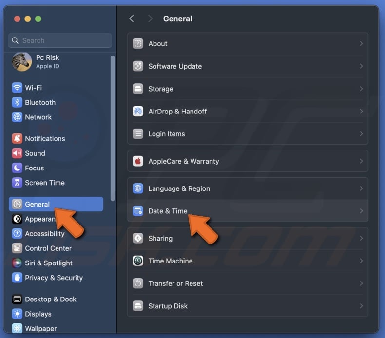 Go to Date & Time settings