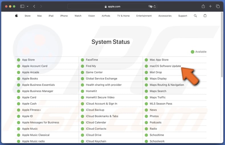 Check macOS Software Update server