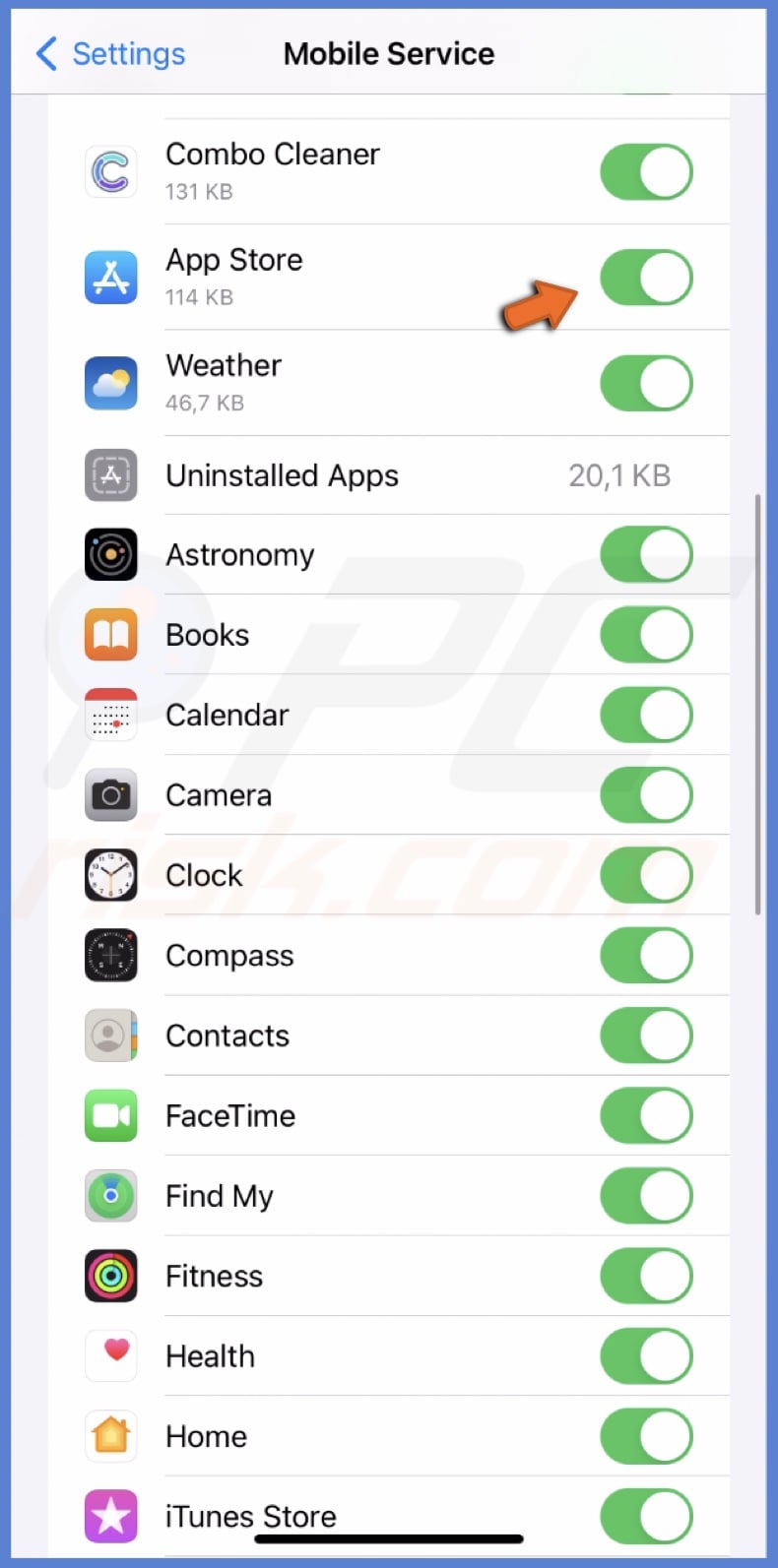 Allow cellular for App Store