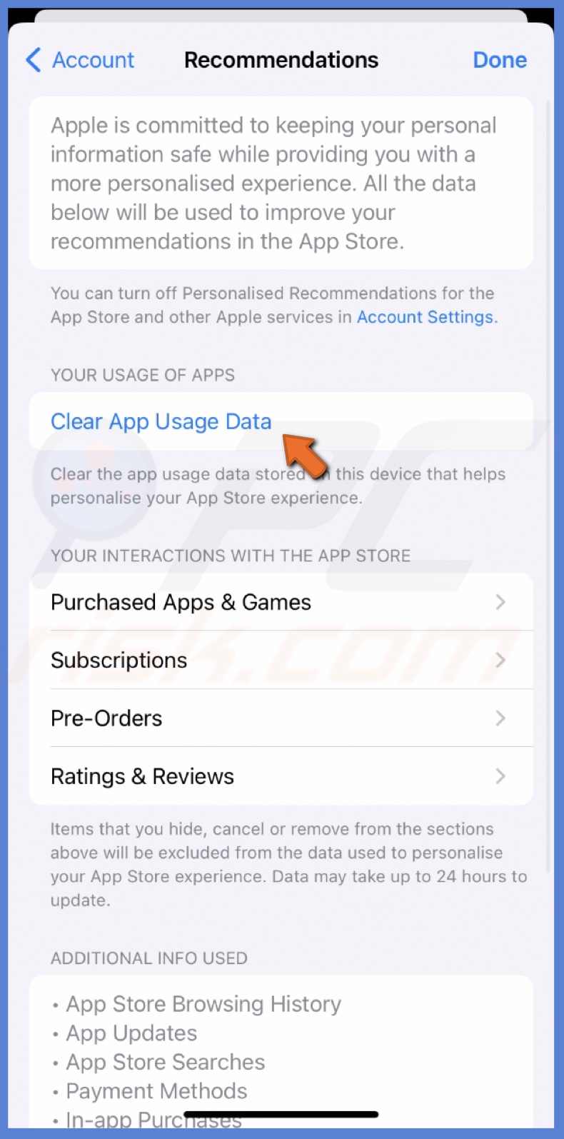 Clear App Usage Data
