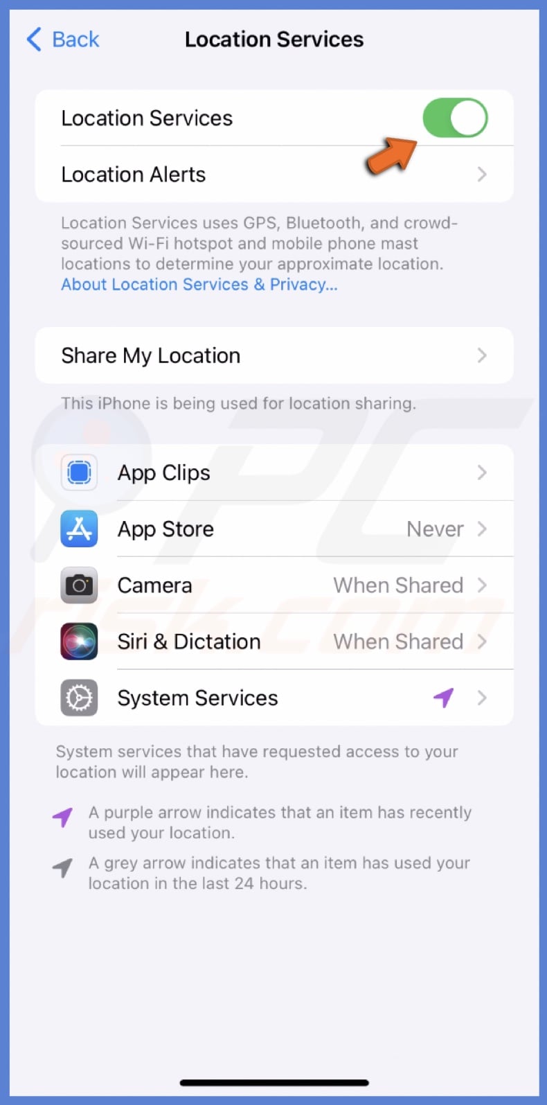 Enable Location Services
