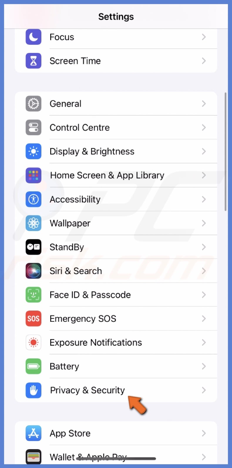 Go to Privacy & Security