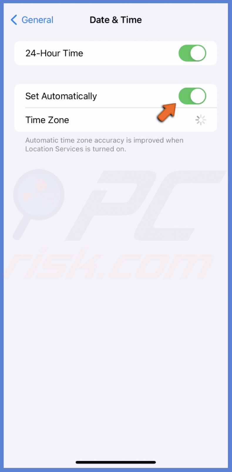 Set date and time automatically