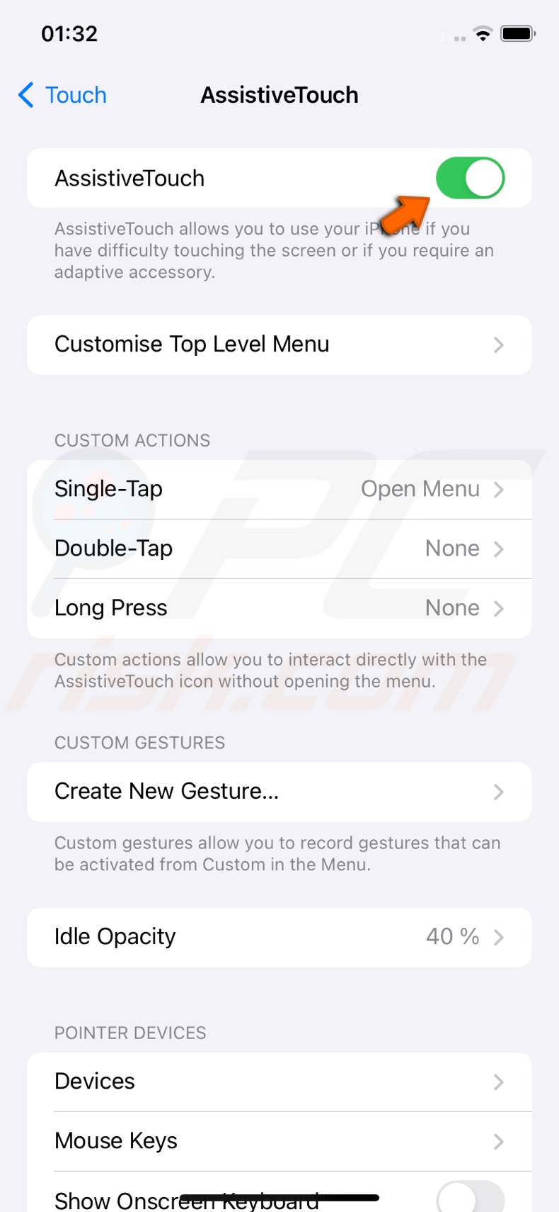 Enable Assistive Touch
