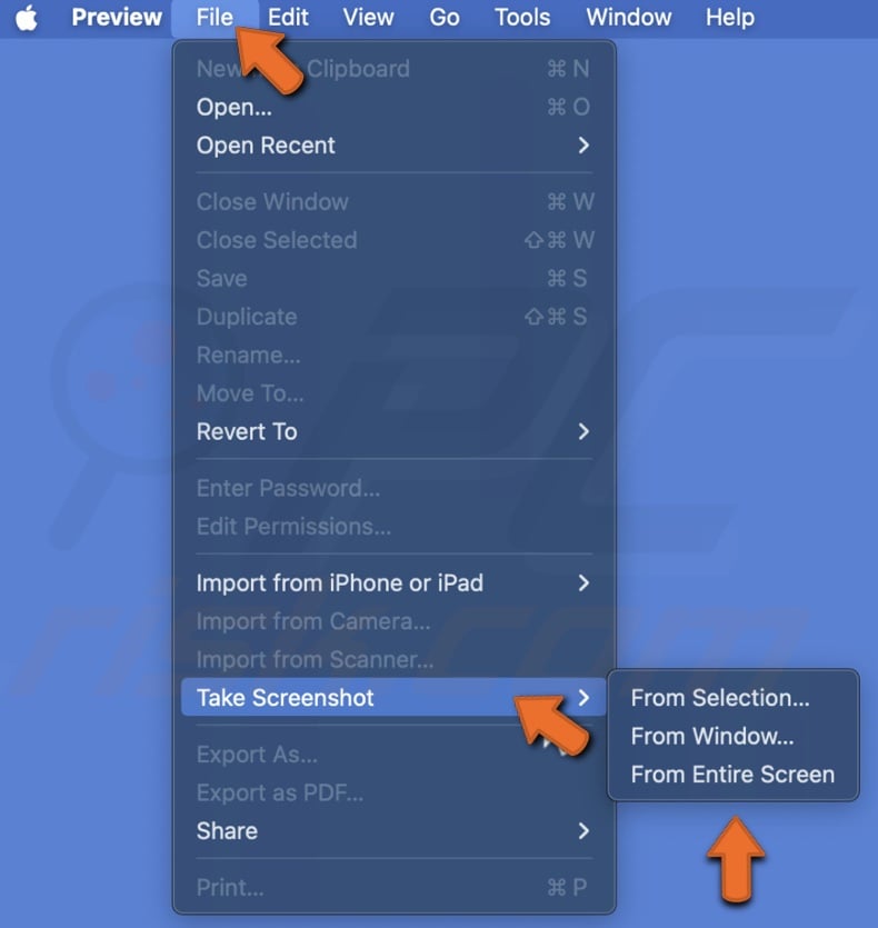 Take screenshots with the Preview app