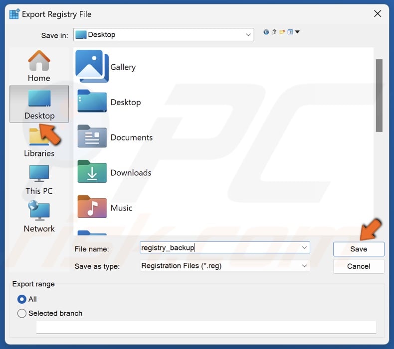 Choose where to save the file, create a file name, and click Save