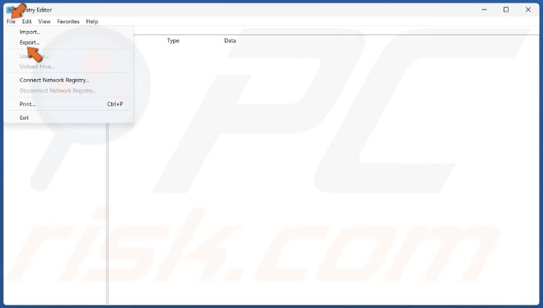 Click File and select Export
