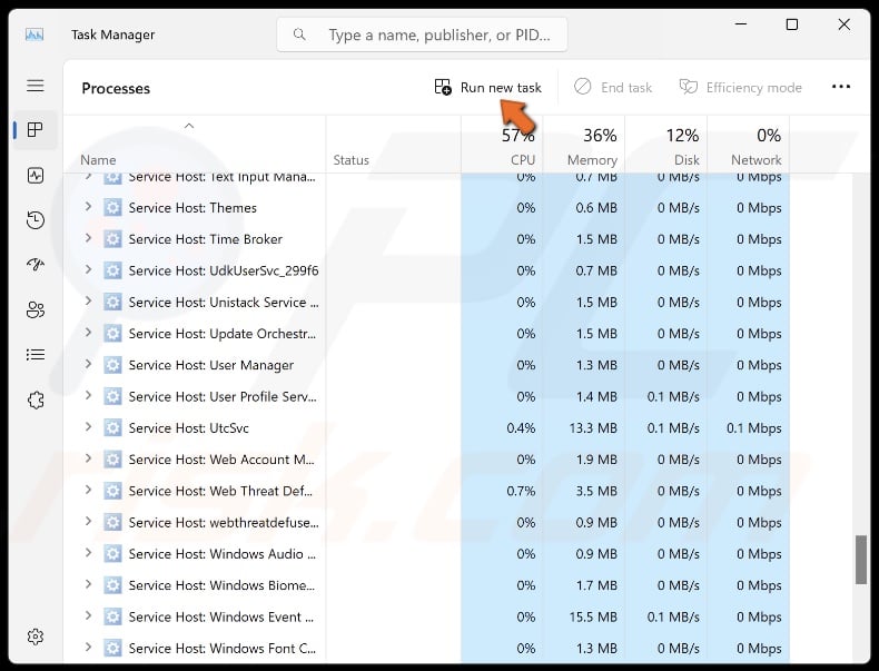 Click Run a new task