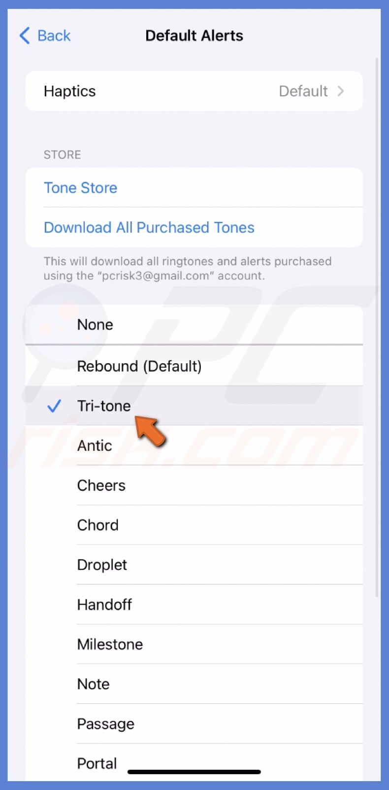 Select default sound