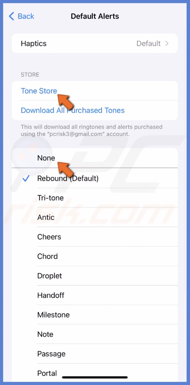 Go to Tone Store or select None