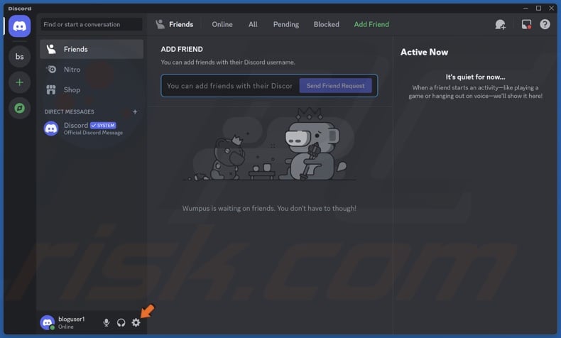 Click User Settings (gear icon)
