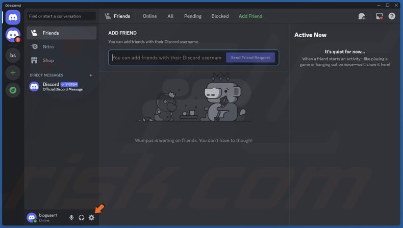 Click the gear icon to open Settings