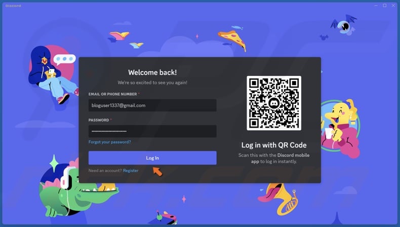 Enter your login credentials and click Log In