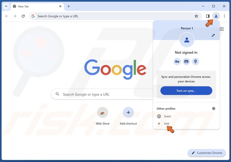 Click your browser profile icon on the top-right corner and click Add